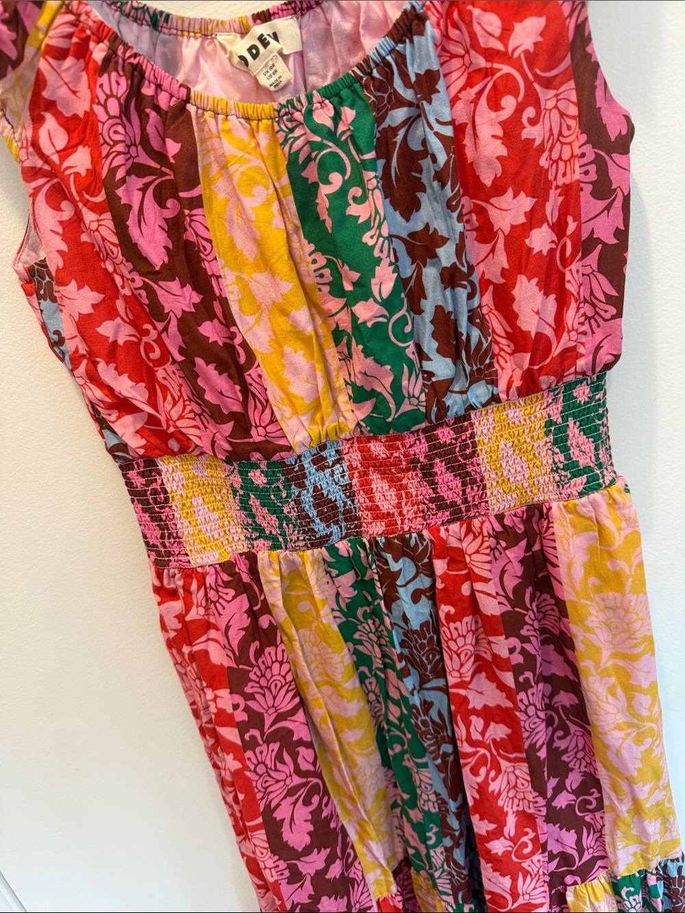 Boden Multicolor Floral Stripe Maxi Dress - Red, Yellow, Green, Pink - Picture 3 of 4